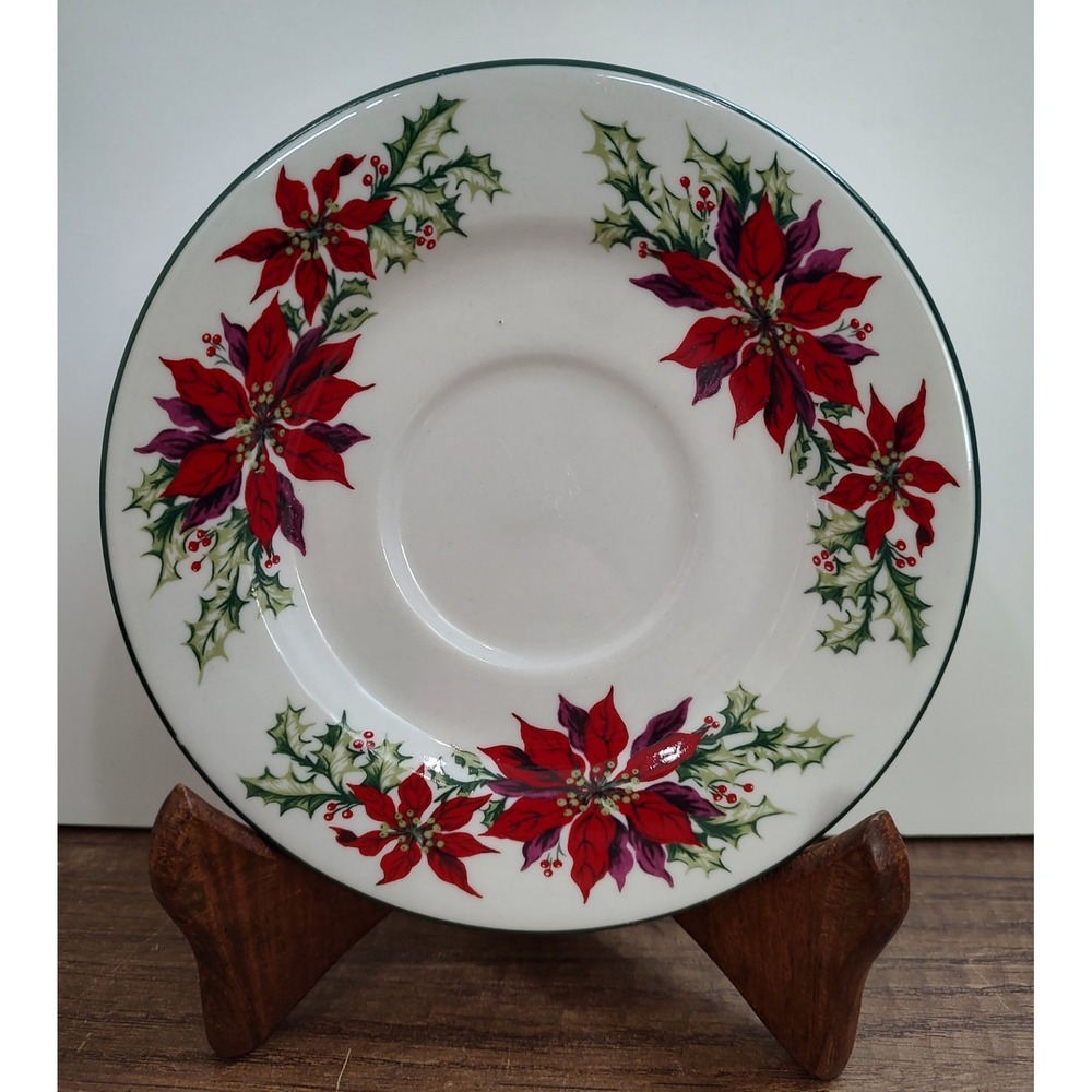 Totally Today Poinsettia Christmas Saucer 6 1/2"